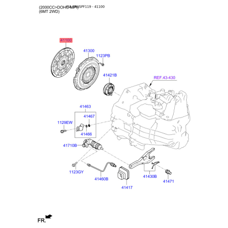 Диск сцепления 41100-3D005 Mobis - 411003D005 - схема с каталога 41100, SRUSPF119 411003D005