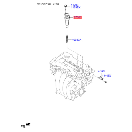 Котушка запалювання 27301-2B100 Mobis - 273012B100 - схема з каталогу 27301, SRUSPF119 273012B100