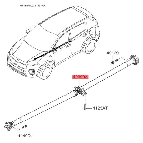 Карданный вал, главная передача 49300-D3000 Mobis - 49300D3000 - схема с каталога 49300A, KKMAPD916 49300D3000