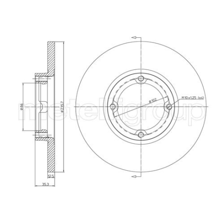 Диск тормозной передний Матиз Metelli - 23-0597C - изображение №1 23-0597C