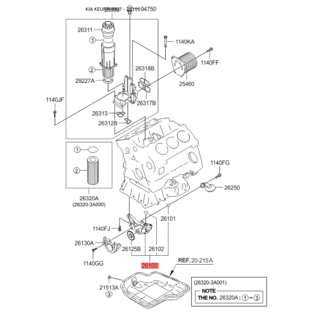 Масляний насос 21310-3C300 Mobis - 213103C300 - схема з каталогу 26100, KEURPHM07 213103C300