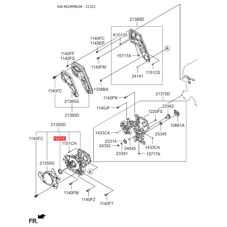 Манжета (сальник) коленвала 21320-4A000 Mobis - 213204A000 - схема с каталога 21321, KEURPBL06 213204A000