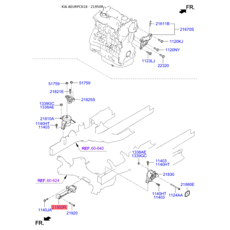Подушка двигуна 21950-C5100 Mobis - 21950C5100 - схема з каталогу 21950R, AEURPC618 21950C5100