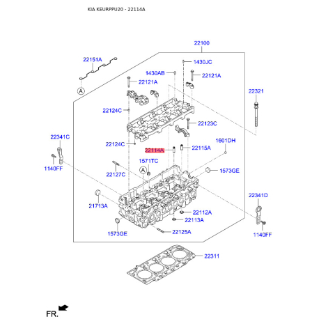 Напрямна втулка клапана 22114-4A000 Mobis - 221144A000 - схема з каталогу 22114A, KEURPPU20 221144A000
