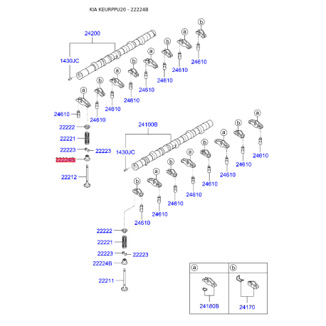 Манжета (сальник) клапана 22224-4A000 Mobis - 222244A000 - схема з каталогу 22224B, KEURPPU20 222244A000