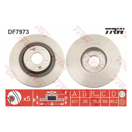 Диск гальмівний TRW DF7973. Фото 1 DF7973