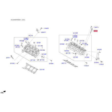 Болт головки циліндра комплект 22321-3C100 Mobis - 223213C100 - схема з каталогу 22321, AKMAPXMA09 223213C100