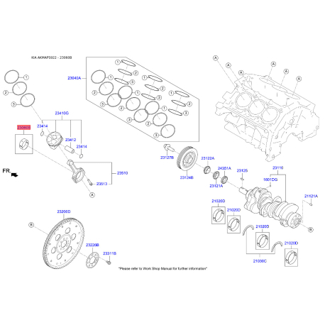 Вкладыши шатунные 23060-3C704 Mobis - 230603C704 - схема с каталога 23060B, AKMAPS922 230603C704