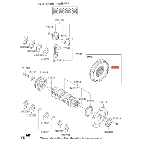 Маховик 23200-2F110 Mobis - 232002F110 - схема з каталогу 23260, KEURPXM12 232002F110