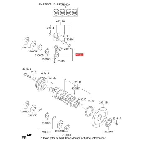 Шатун 23510-2F100 Mobis - 235102F100 - схема з каталогу 23510, KRUSPC518 235102F100