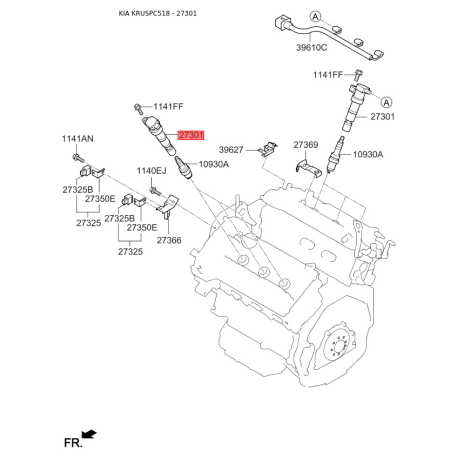 Котушка запалювання 27301-3C000 Mobis - 273013C000 - схема з каталогу 27301, KRUSPC518 273013C000