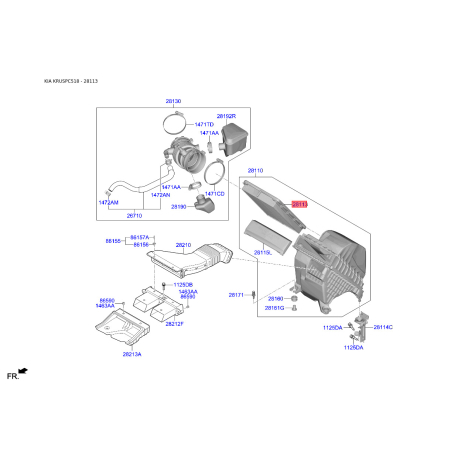 Фільтр повітряний 28113-A9200 Mobis - 28113A9200 - схема з каталогу 28113, KRUSPC518 28113A9200