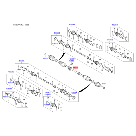Подушка двигателя 49560-2W150 Mobis - 495602W150 - схема с каталога 49560, KEURPXM12 495602W150