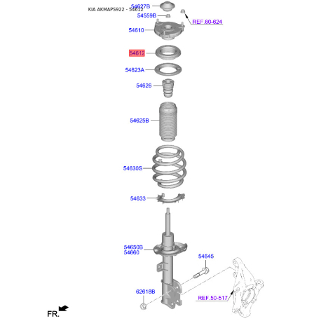 Подшипник опоры стойки амортизатора 54612-C5000 Mobis - 54612C5000 - схема с каталога 54612, AKMAPS922 54612C5000