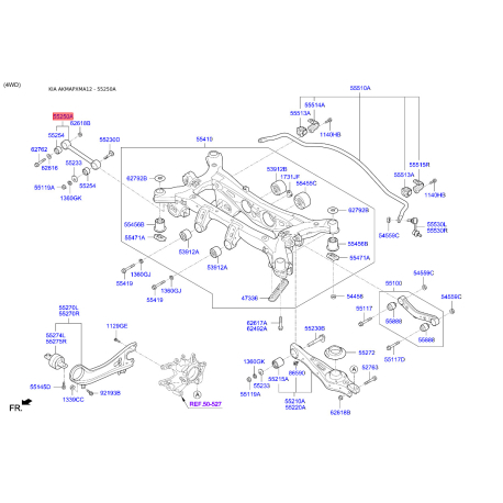 Рычаг подвески колеса 55250-2W000 Mobis - 552502W000 - схема с каталога 55250A, AKMAPXMA12 552502W000