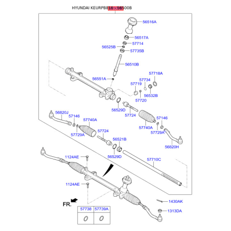 Рулевой механизм 56500-2W300 Mobis - 565002W300 - схема с каталога 56500B, KEURPB816 565002W300