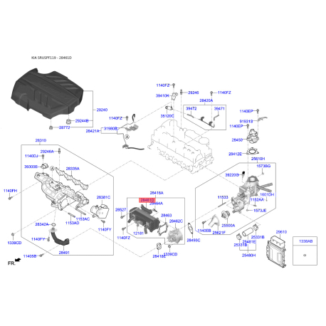 Радіатор, рециркуляція ВГ 28461-2F140 Mobis - 284612F140 - схема з каталогу 28461D, SRUSPF119 284612F140