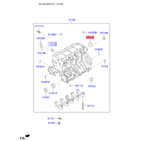 Заглушка двигуна 15734-50000 Mobis - 1573450000 - схема з каталогу 1573JF, KEURPPU20 1573450000