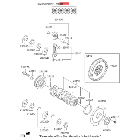 Кольца поршневые 23040-2F910 Mobis - 230402F910 - схема с каталога 23040A, KEURPXM12 230402F910
