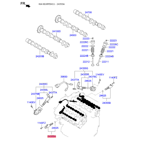 Форсунка левая 24355-3C100 Mobis - 243553C100 - схема с каталога 24355A, KEURPDH11 243553C100