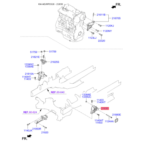 Подушка двигуна 21830-C5400 Mobis - 21830C5400 - схема з каталогу 21830, AEURPC618 21830C5400