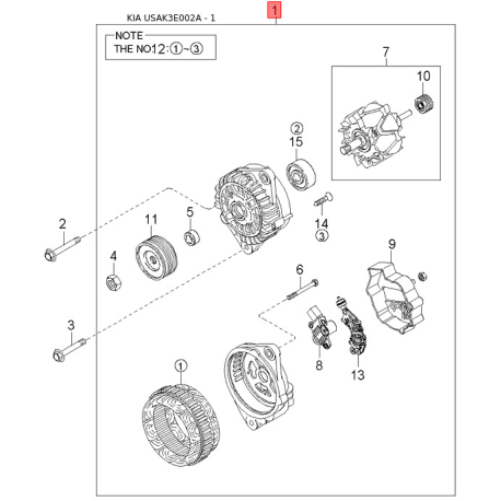 Катушка зажигания 27300-39800 Mobis - 2730039800 - схема с каталога 1, USAK3E002A 2730039800