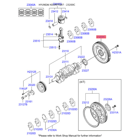 Маховик 23200-4A103 Mobis - 232004A103 - схема с каталога 23200C, KEURPTQ07 232004A103