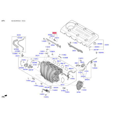 Форсунка 35310-2G300 Mobis - 353102G300 - схема с каталога 35310, KEURPD418 353102G300