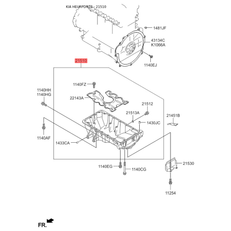 Масляный поддон 21510-2B000 Mobis - 215102B000 - схема с каталога 21510, HEURPDN10 215102B000