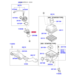Датчик витрати повітря 28164-2A401 Mobis