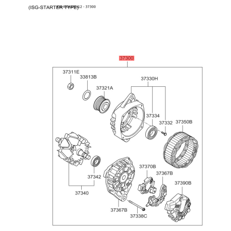 Генератор 37300-2B300 Mobis - 373002B300 - схема с каталога 37300, KKMAPIH12 373002B300