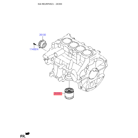 Фильтр масляный 26300-02503 Mobis - 2630002503 - схема с каталога 26300, MEURPH921 2630002503