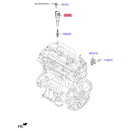 Котушка запалювання 27301-03200 Mobis - 2730103200 - схема з каталогу 27301, MEURPH921 2730103200
