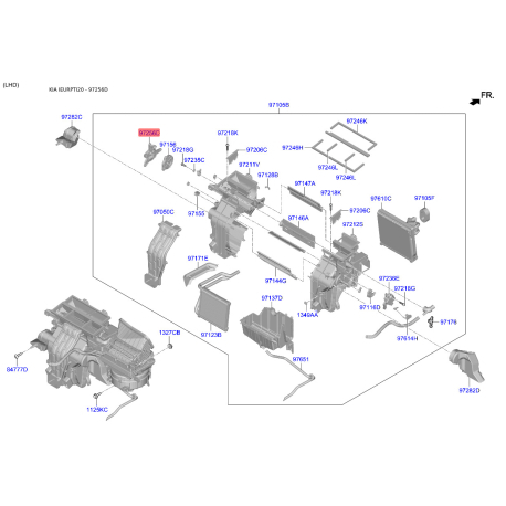 Крышка (корпус или кронштейн) отопителя 97157-3SAA0 Mobis - 971573SAA0 - схема с каталога 97256D, IEURPTI20 971573SAA0