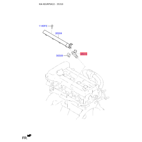 Форсунка 35310-2B000 Mobis - 353102B000 - схема з каталогу 35310, KEURPSK22 353102B000
