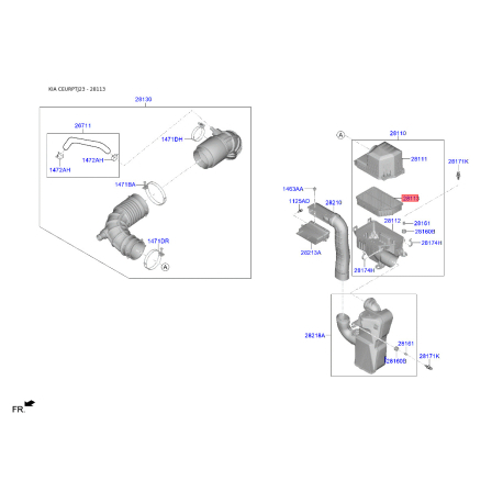 Фільтр повітряний 28113-3X000 Mobis - 281133X000 - схема з каталогу 28113, CEURPTJ23 281133X000