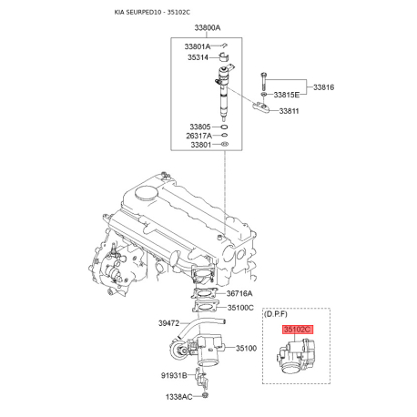 Дроссельная заслонка 35100-27410 Mobis - 3510027410 - схема с каталога 35102C, SEURPED10 3510027410