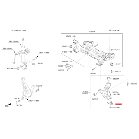 Кульова опора 54530-3S100 Mobis - 545303S100 - схема з каталогу 54530C, KEURPA416 545303S100