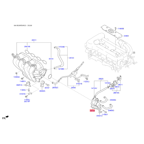 Дроссельная заслонка 35100-2B150 Mobis - 351002B150 - схема с каталога 35100, REURPDXR15 351002B150