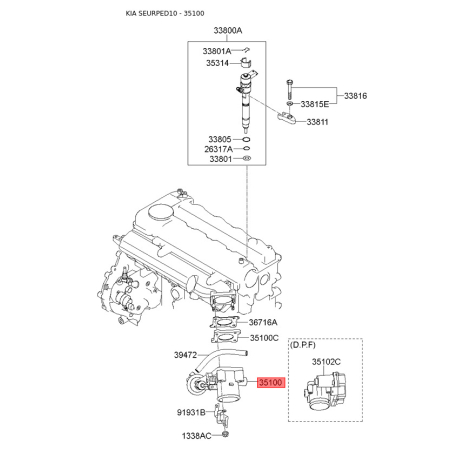 Дроссельная заслонка 35100-23900 Mobis - 3510023900 - схема с каталога 35100, SEURPED10 3510023900