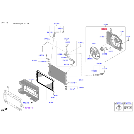 Кришка розширювального бачка 25441-3X000 Mobis - 254413X000 - схема з каталогу 25441A, CEURPTJ23 254413X000