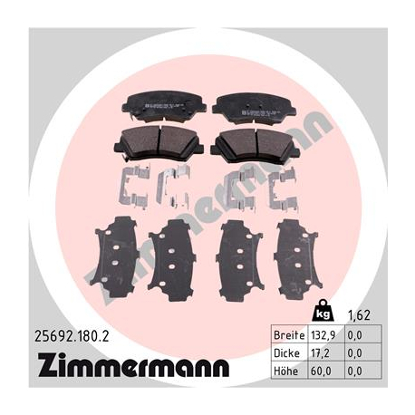 Колодки гальмівні дискові комплект Zimmermann - 25692.180.2 - зображення №1 25692.180.2