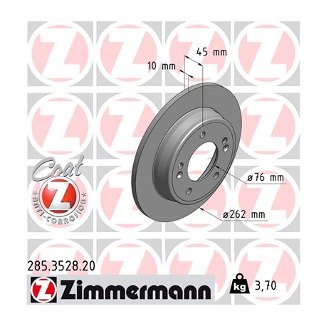 Диск тормозной Zimmermann - 285.3528.20 - изображение №1 285.3528.20