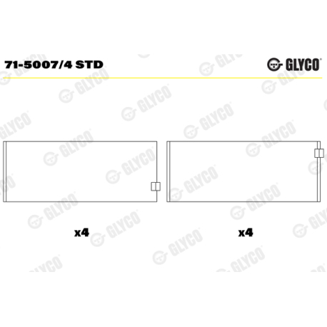 Вкладиші шатунні GLYCO - 71-5007/4 STD - зображення №1 71-5007/4 STD