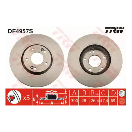 Диск тормозной TRW DF4957S. Фото 1 DF4957S