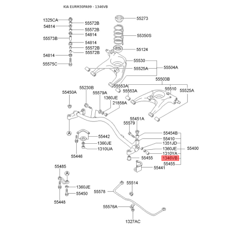Гайка КПП 13468-12001 Mobis - 1346812001 - схема с каталога 1346VB, EURM30PA99 1346812001