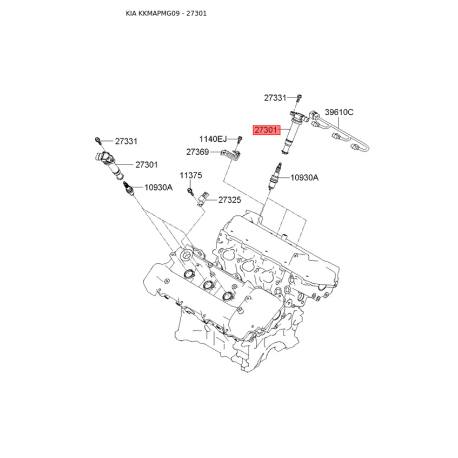 Котушка запалювання 27301-3E400 Mobis - 273013E400 - схема з каталогу 27301, KKMAPMG09 273013E400