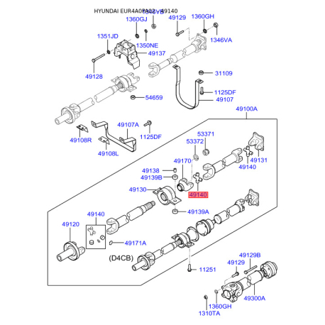 Подшипник промежуточный карданного вала 49140-4A000 Mobis - 491404A000 - схема с каталога 49140, EUR4A0PA02 491404A000