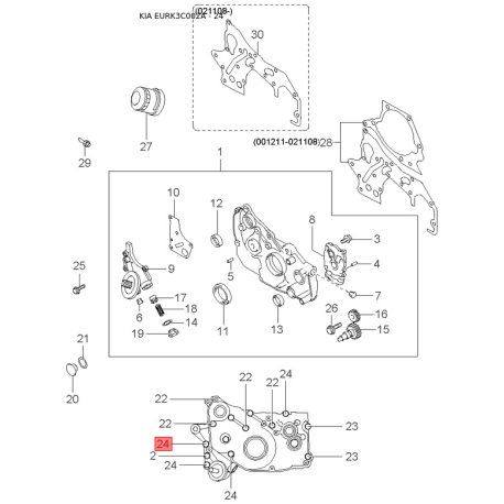 Подшипник насоса гидроусилителя (ГУР) 57143-3A000 Mobis - 571433A000 - схема с каталога 24, EURK3C002A 571433A000