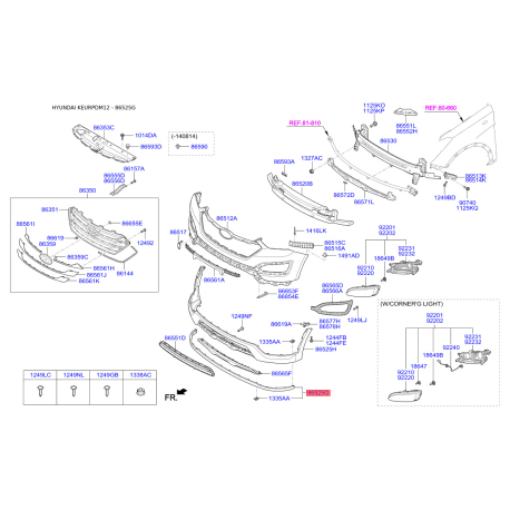 Спойлер 86525-2W000 Mobis - 865252W000 - схема с каталога 86525G, KEURPDM12 865252W000
